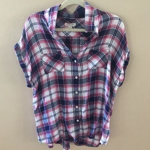 BeachLunchLounge | Pink Blue Flannel Plaid Shirt